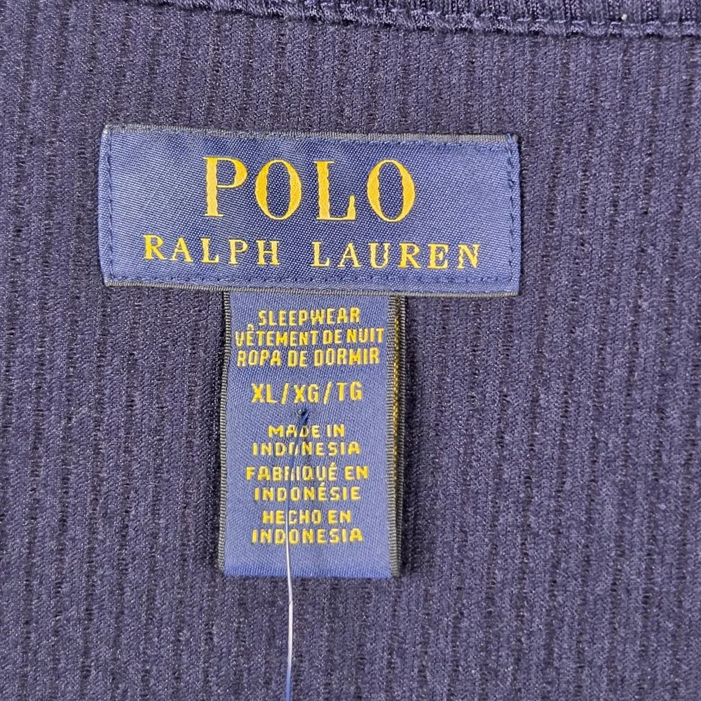 Polo Ralph Lauren Shirt Mens XL Navy Blue Ribbed Sleepwear Crewneck T-Shirt NEW
